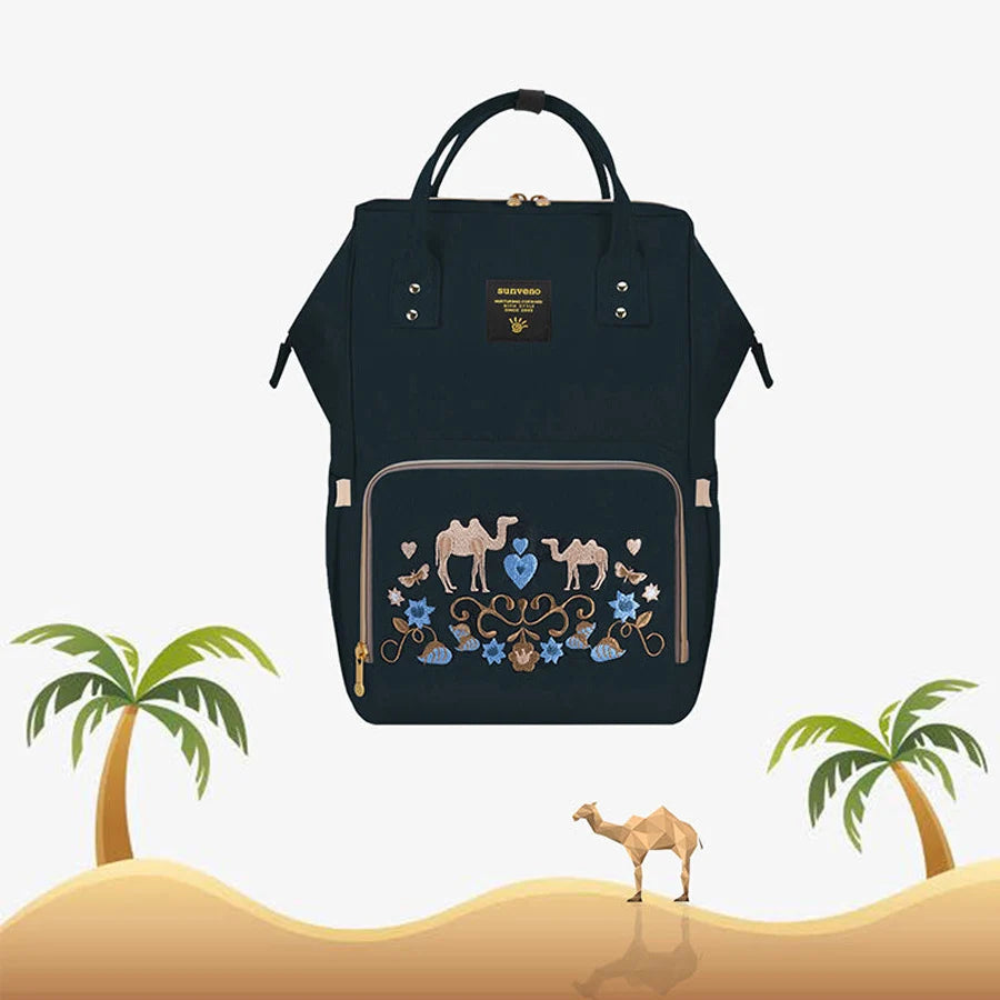 Sunveno - Diaper Bag Camel Print Gulf Edition with USB (Black)