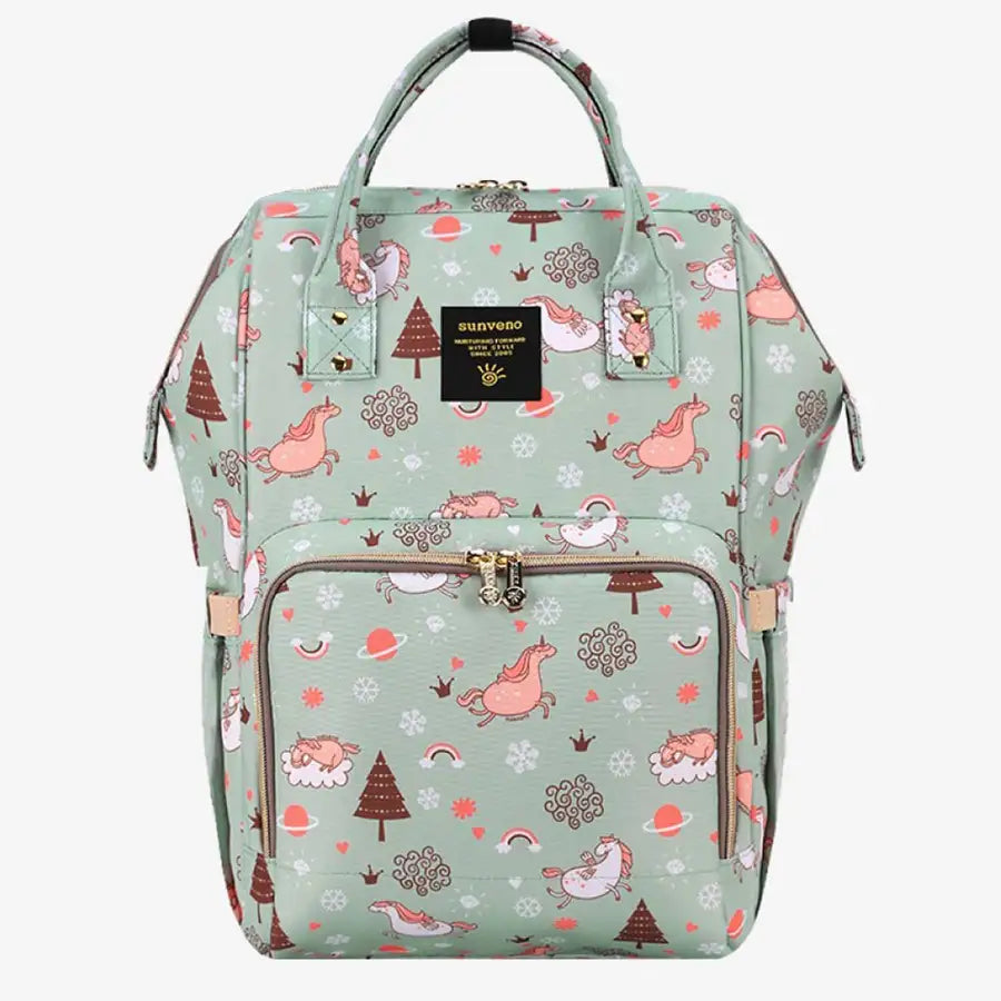 Sunveno Diaper Bag with USB (Green Dream Sky)