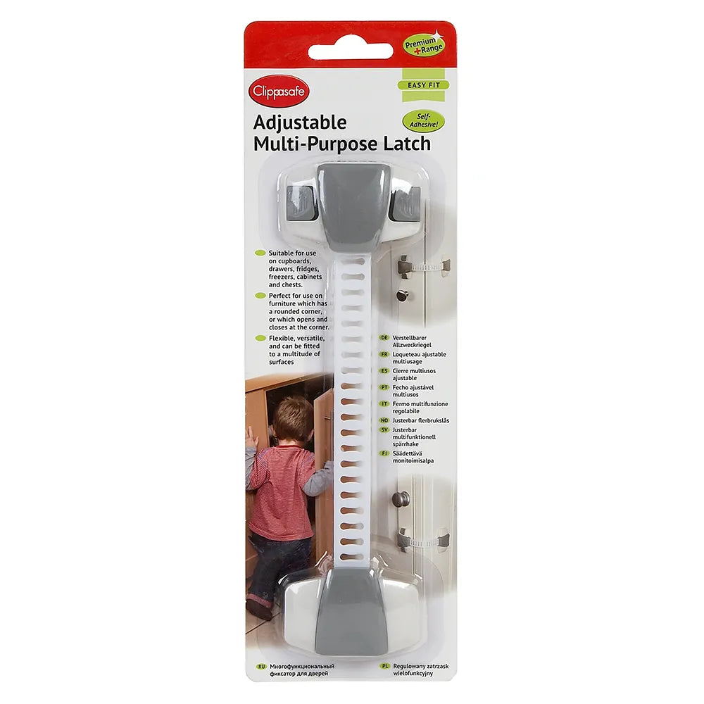 Clippasafe Adjustable Multi-Purpose Latch (White/Grey) Clippasafe Adjustable Multi-Purpose Latch (White/Grey)