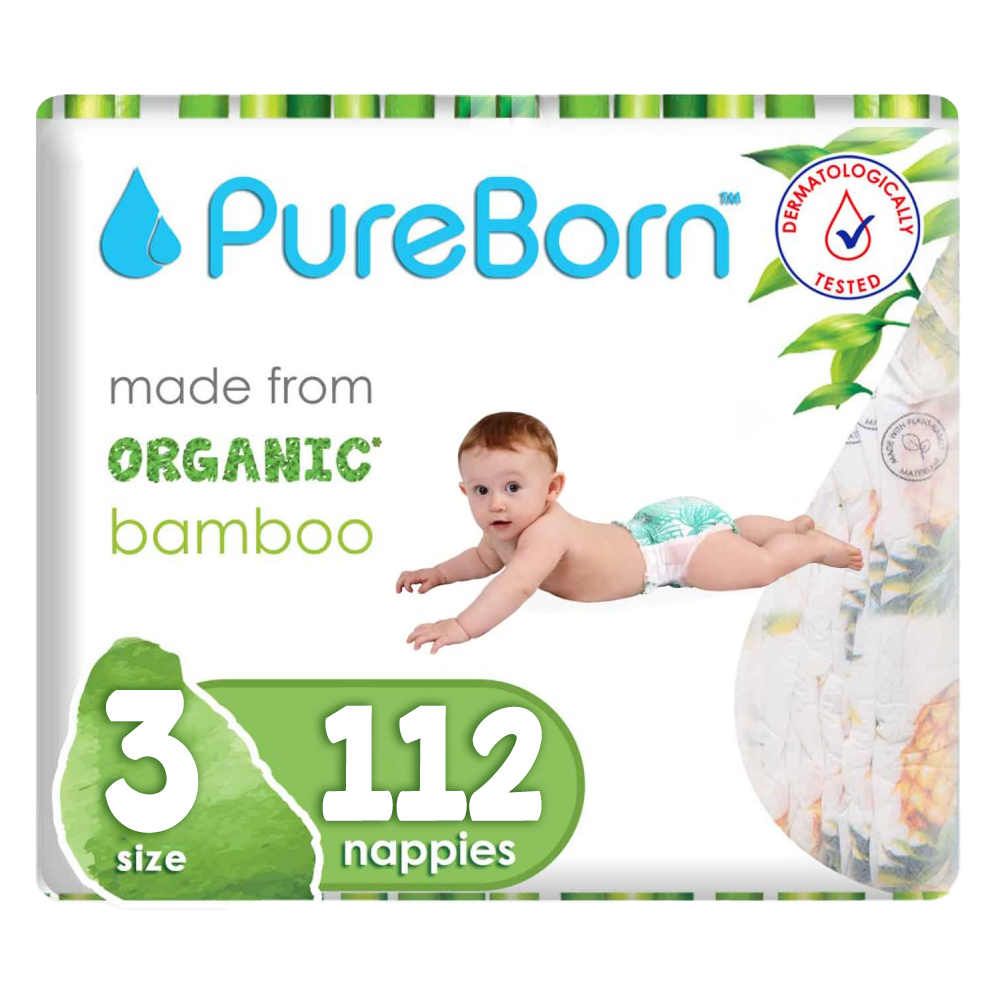 حفاضات بامبو عضوية من PureBorn مقاس 3 - (عبوة من 112 قطعة) حفاضات بامبو عضوية من PureBorn مقاس 3 - (عبوة من 112 قطعة)