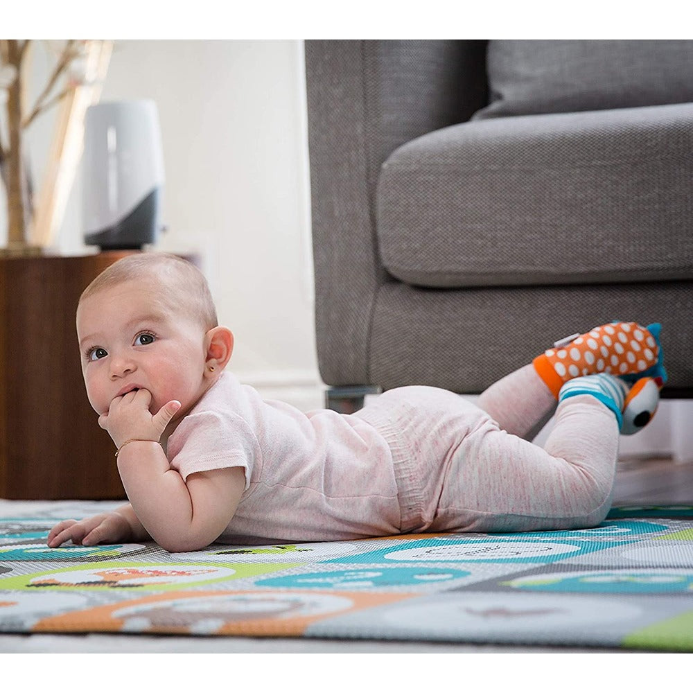 Bbluv Duo Developmental Foot Finders with Rattle - Owl & Fox