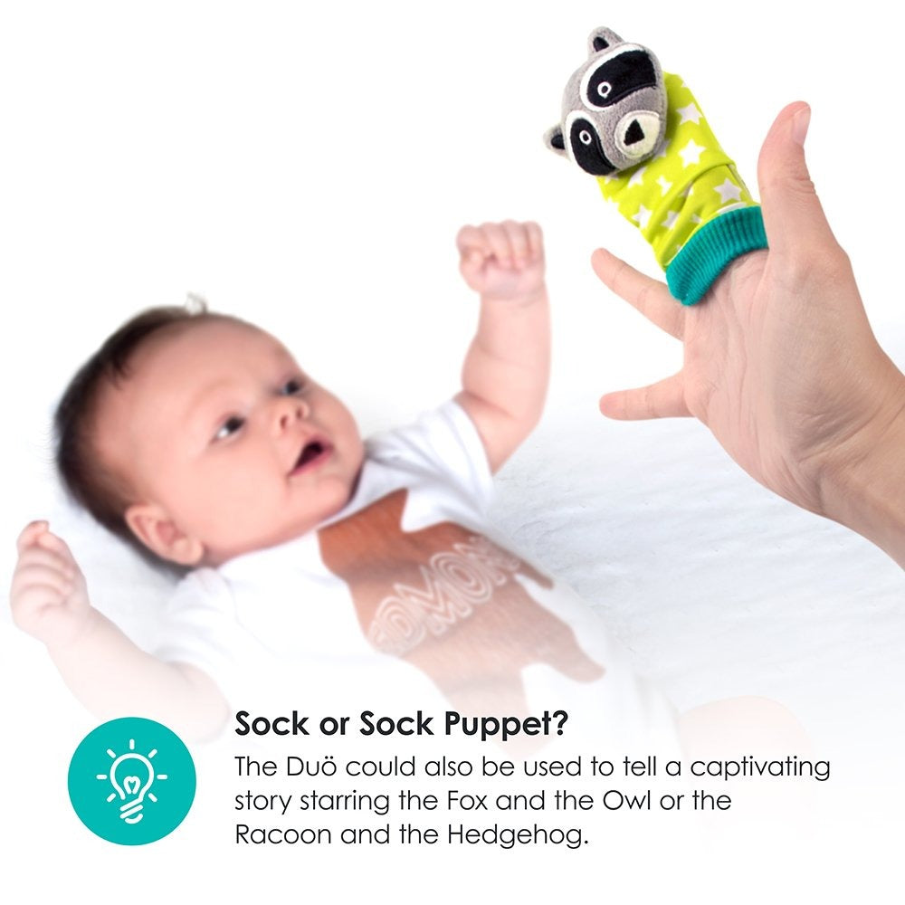 Bbluv Duo Developmental Foot Finders with Rattle - Owl & Fox