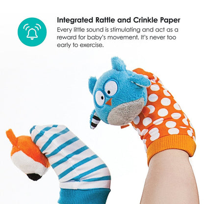 Bbluv Duo Developmental Foot Finders with Rattle - Owl & Fox