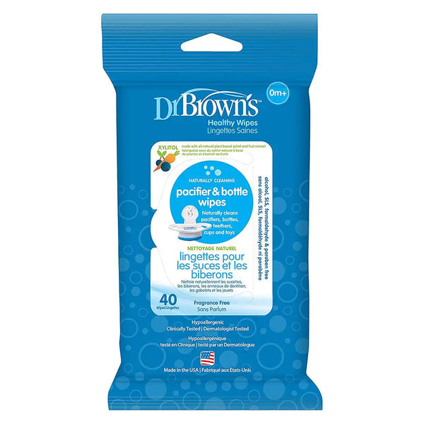 Dr. Browns Pacifier & Bottle Wipes, 40-Pack