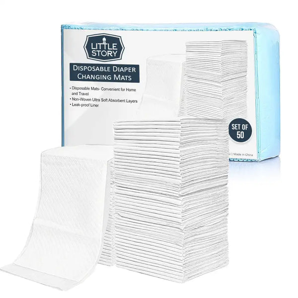 Little Story Disposable Diaper Changing Mats - Pack of 50pcs (White)