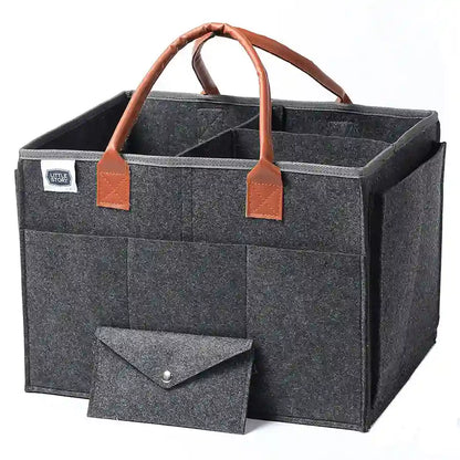Little Story Diaper Caddy + Travel Pouch - Large (Dark Grey)