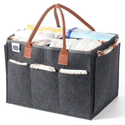Little Story Diaper Caddy + Travel Pouch - Large (Dark Grey)