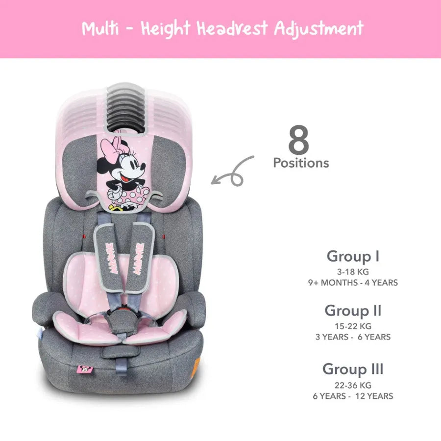 Disney Minnie Mouse Baby/Kids 3-in-1 Car Seat  + Booster Seat (Group 1/2/3)