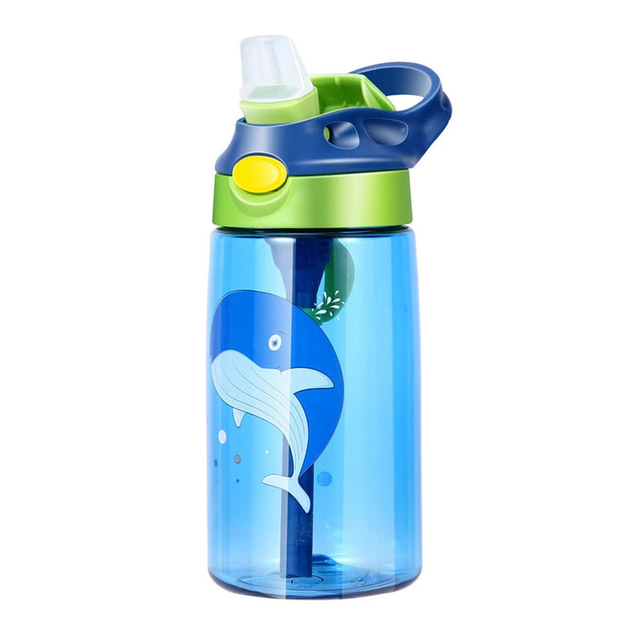 Bonjour Sip Box Kids Water Bottle with Straw Leakproof and Spill proof - 450 ml (Blue Whale)