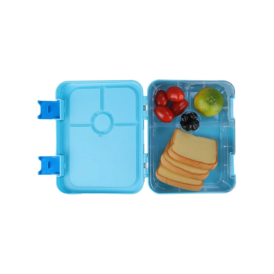 Bonjour Tiff Box Dual Clip Bento Lunch Box, 6/4 Compartments (Blue Jet)