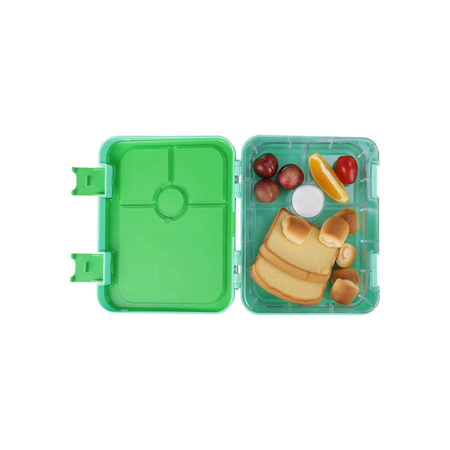 Bonjour Tiff Box Dual Clip Bento Lunch Box, 6/4 Compartments (Green NGU)