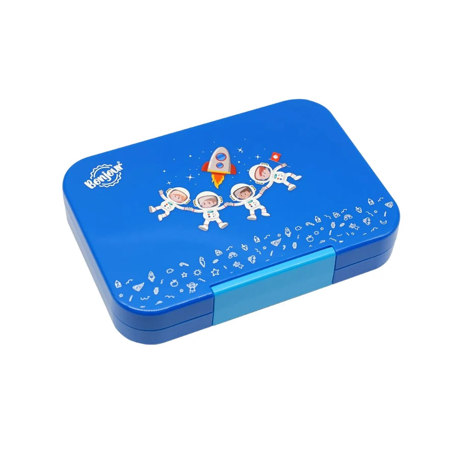 Bonjour Snax Box Uni Clip Bento Mini Lunch Box 6/4 Compartments (Blue Spaceman)