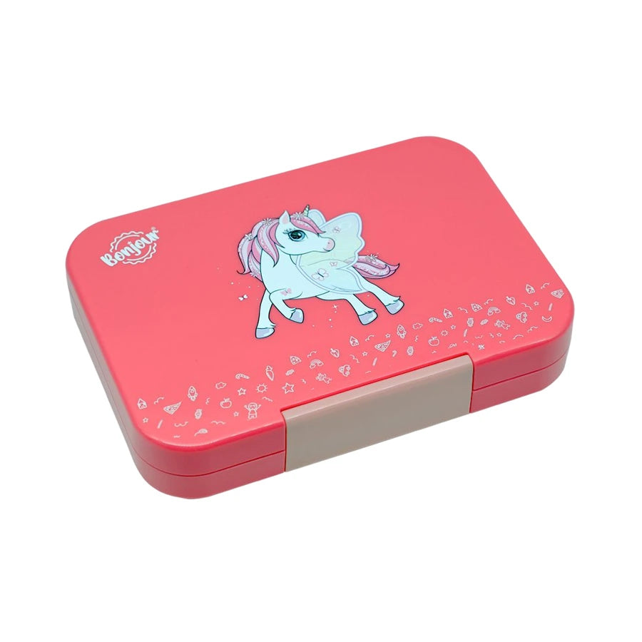 Bonjour Snax Box Uni Clip Bento Mini Lunch Box 6/4 Compartments (Pink Unicorn)