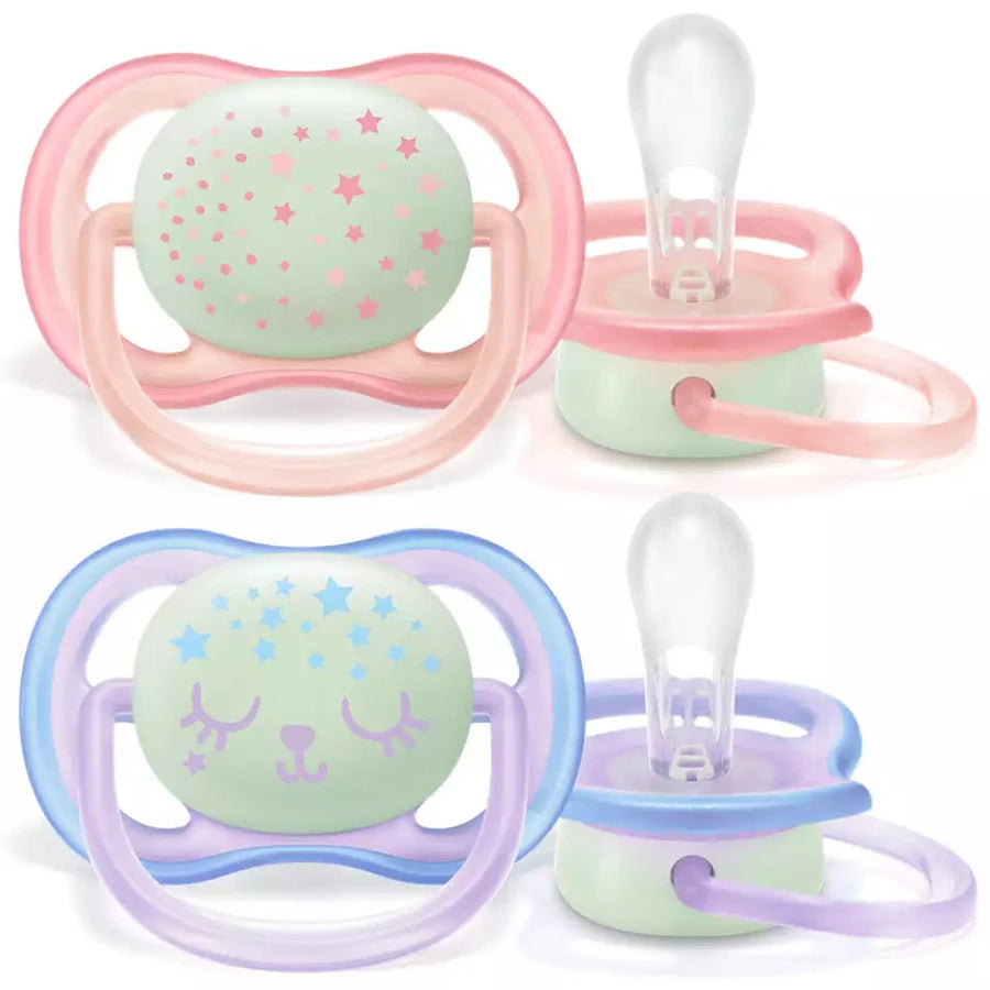 Philips Avent Silicone Soother Ultra Air 0-6m Night Girl 2pcs - SCF376/12