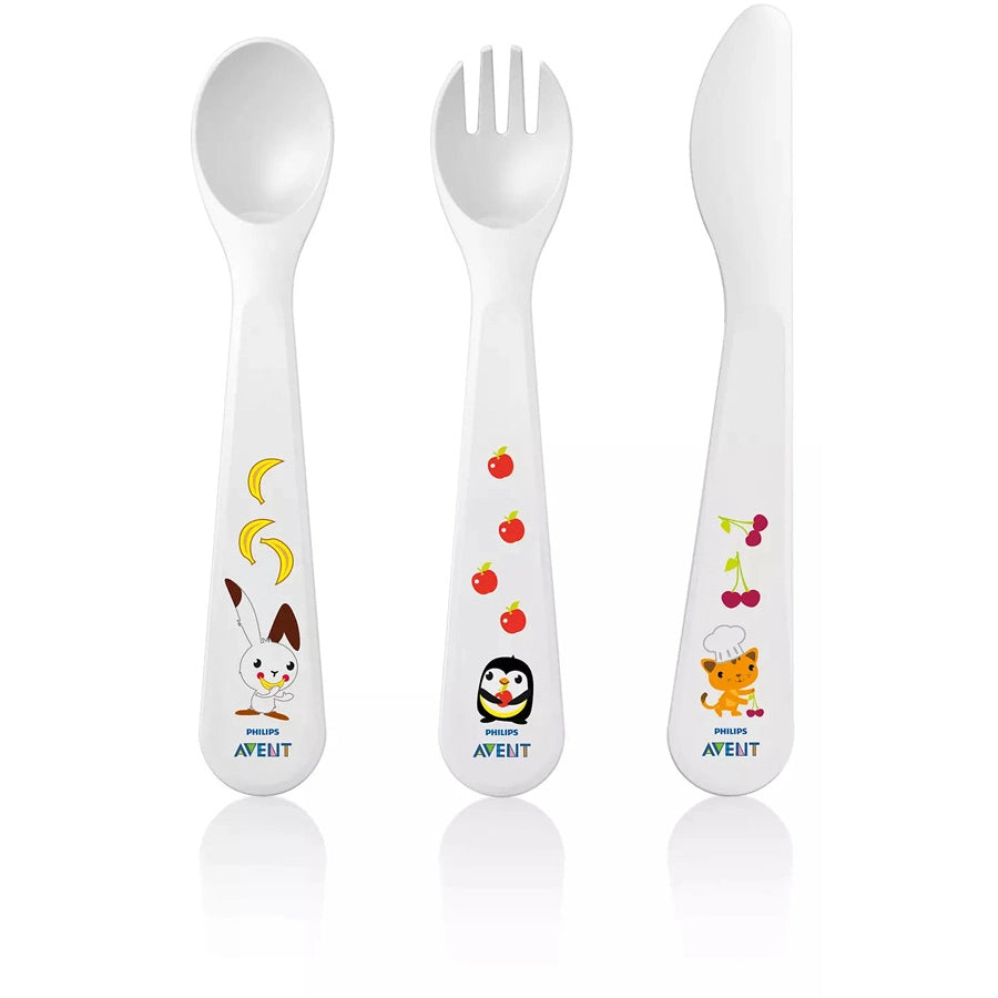 Philips Avent Toddler Fork & Spoon, Knife 18m+ - SCF714/00
