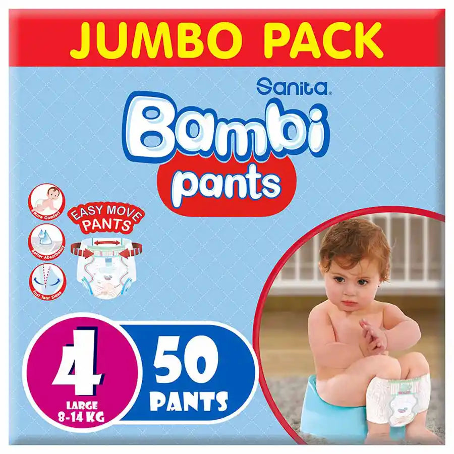 Bambi - Pants Jumbo Pack Size 4 Large 8-14 kg - 50's
