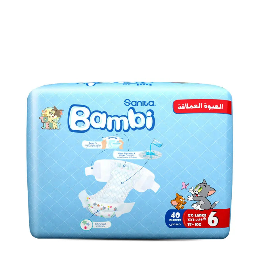 Bambi Baby Diapers Jumbo Pack Size 6, XX-Large, +18 kg - 40's