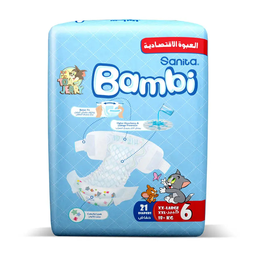 Bambi Baby Diapers Value Pack Size 6, XX-Large, +18 kg - 21's
