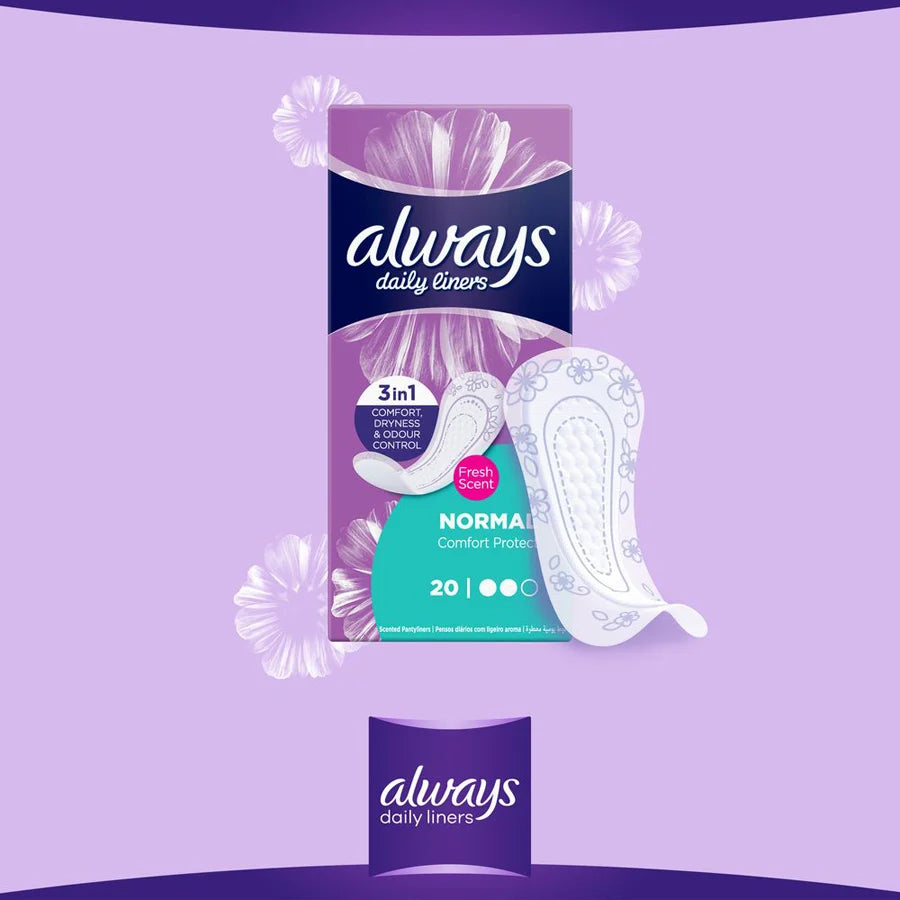 Always Liners Comfort Protect Pantyliners With Fresh Scent, 40's