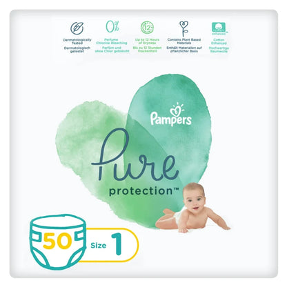 Pampers Pure Protection Diapers Size 1 (2–5 kg) Pack of 50