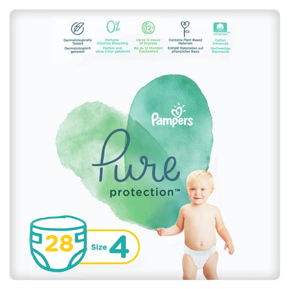 Pampers Pure Protection Diapers Size 4 (9–14 kg) Pack of 28
