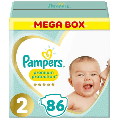 Pampers Premium Protection Diapers Size 2 (4–8 kg) Pack of 86 (Mega Box)