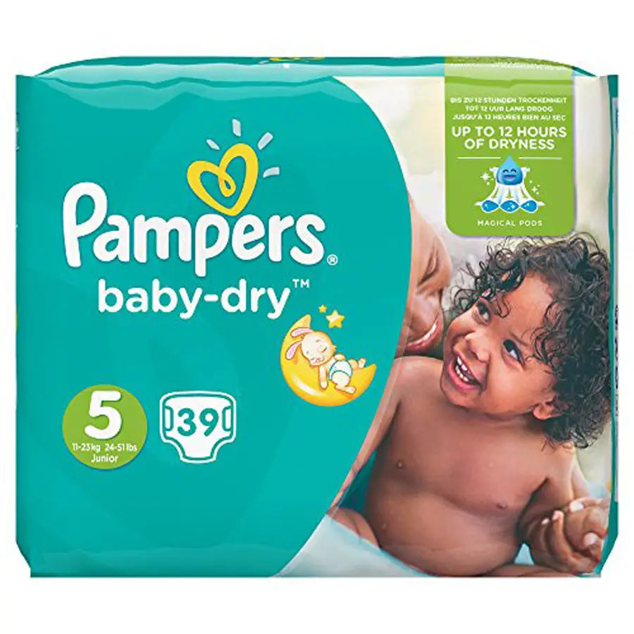 Pampers Baby Dry Diapers Size 5 (11–16 kg) Pack of 39 (Value Pack Plus)