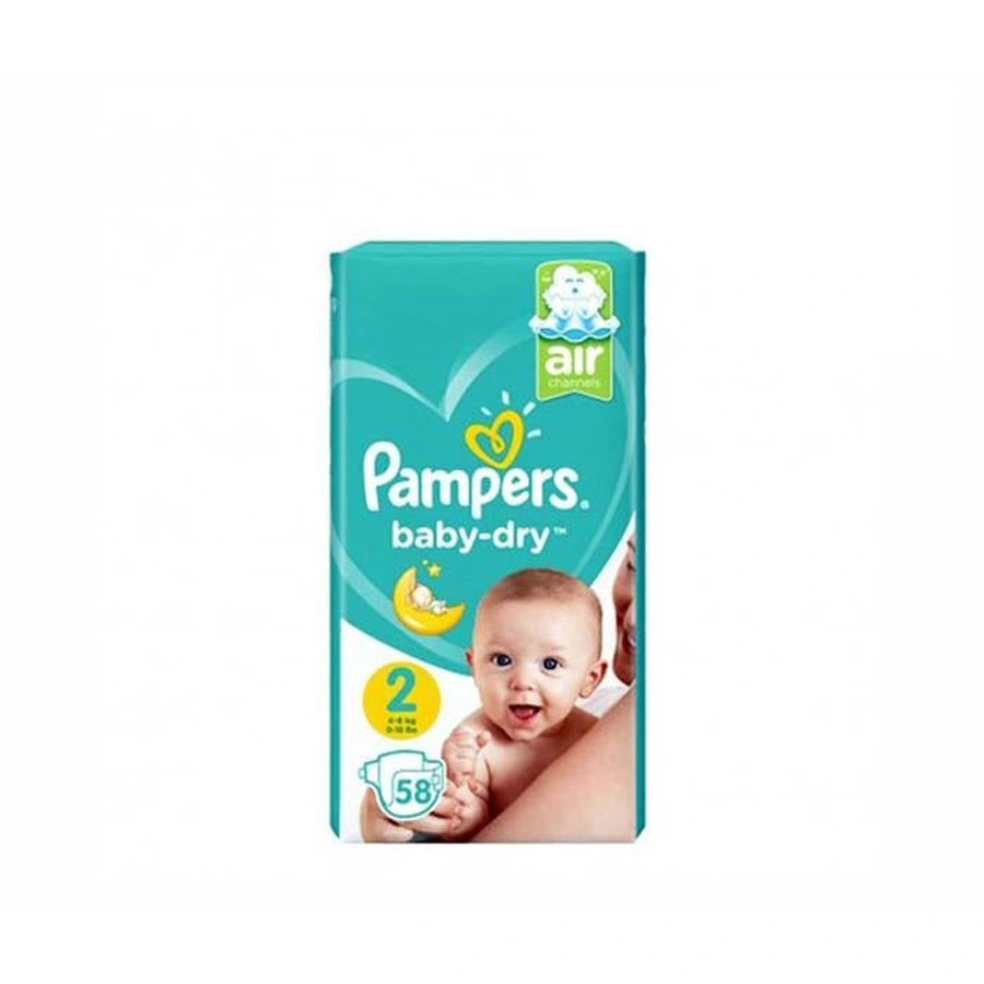Pampers Baby Dry Diapers Size 2 (4–8 kg) Pack of 58 (Value Pack Plus)