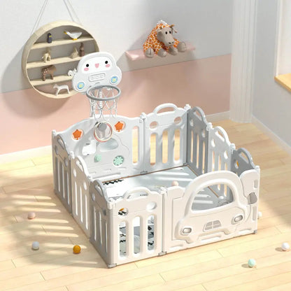Little Angel Kids Playpen - 123 x 123 x 62cm (White/Grey)