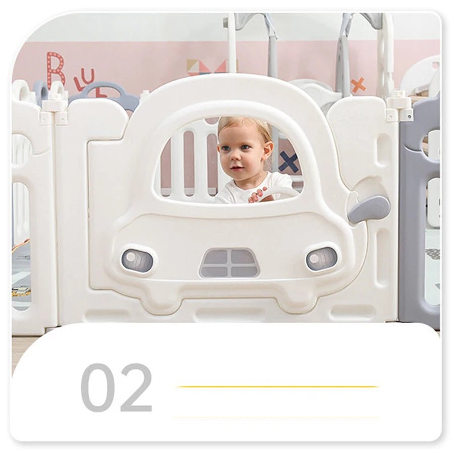 Little Angel Kids Playpen - 123 x 123 x 62cm (White/Grey)