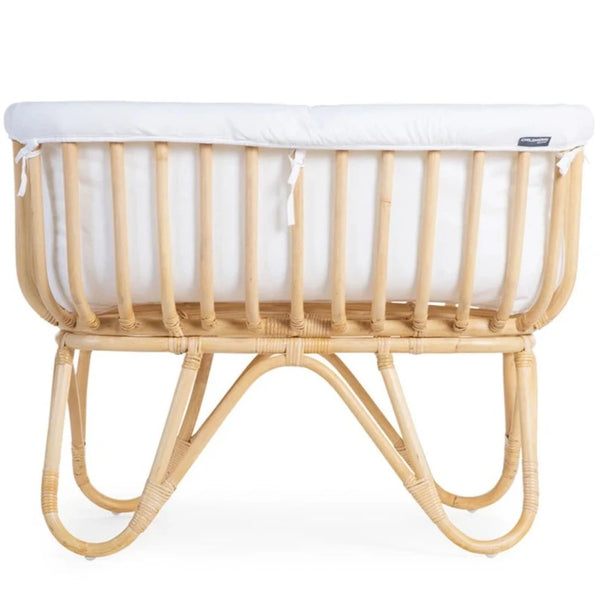 Childhome Rattan Cradle 80x40cm+ Mattress + Cover (Off White)