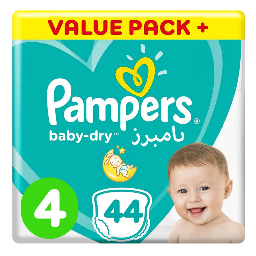 Pampers Baby Dry Diapers Size 4 (9–14 kg) Pack of 44 (Value Pack Plus)