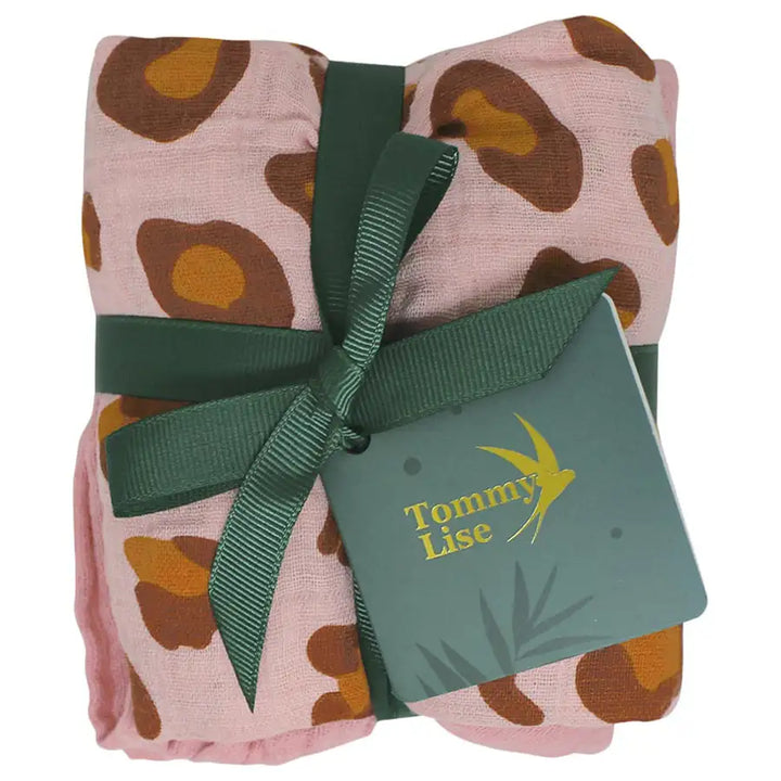 Tommy Lise - Muslin Swaddle 2 Pcs Set - Coral Leopard (70x70cm)