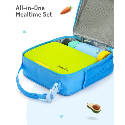 Bonfino Lunch Box with Bottle and Lunch Bag 3pcs (Blue and Green)