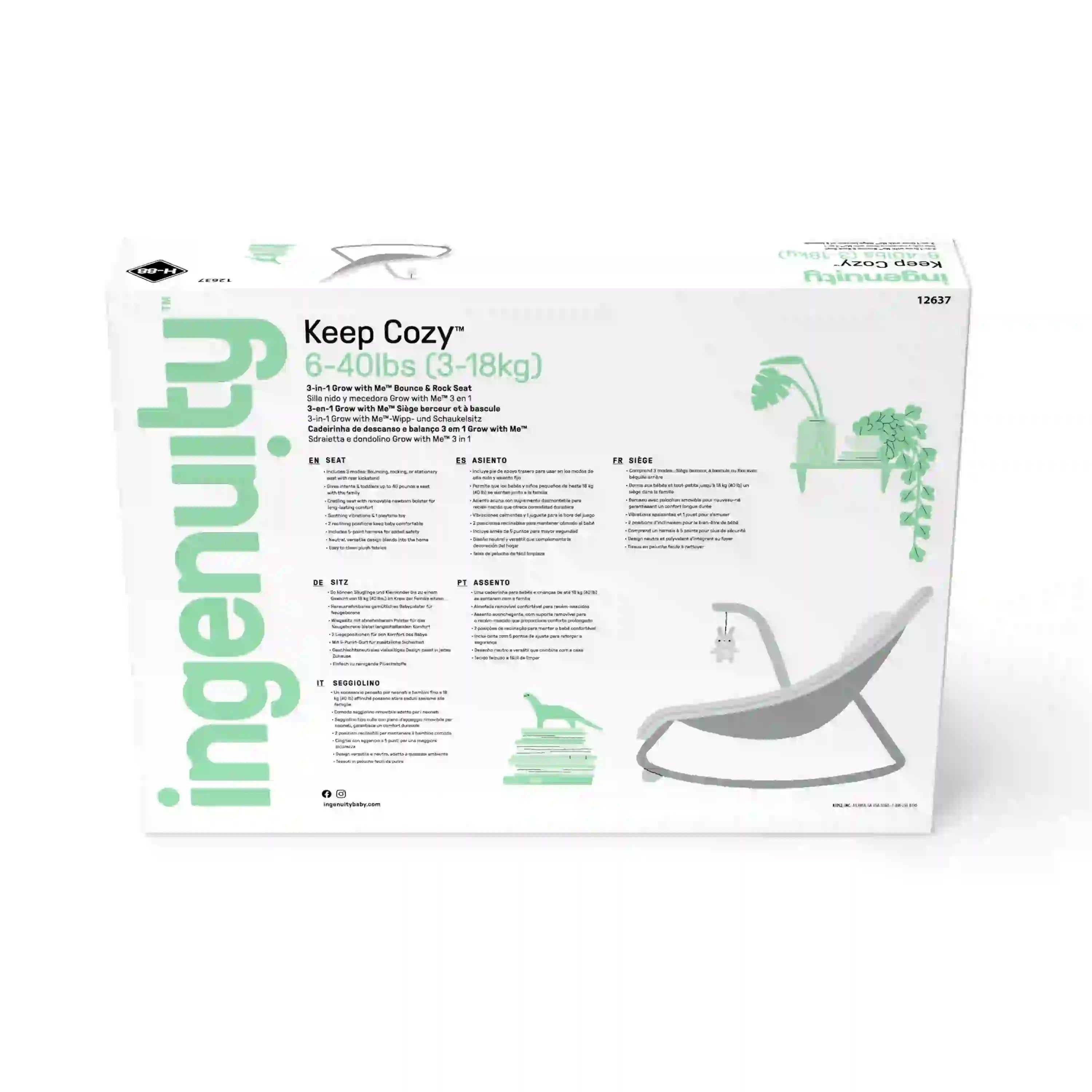 مقعد Ingenuity Keep Cozy 3 في 1 Grow with Me Bounce & Rock - شجرة التنوب مقعد Ingenuity Keep Cozy 3 في 1 Grow with Me Bounce & Rock - شجرة التنوب