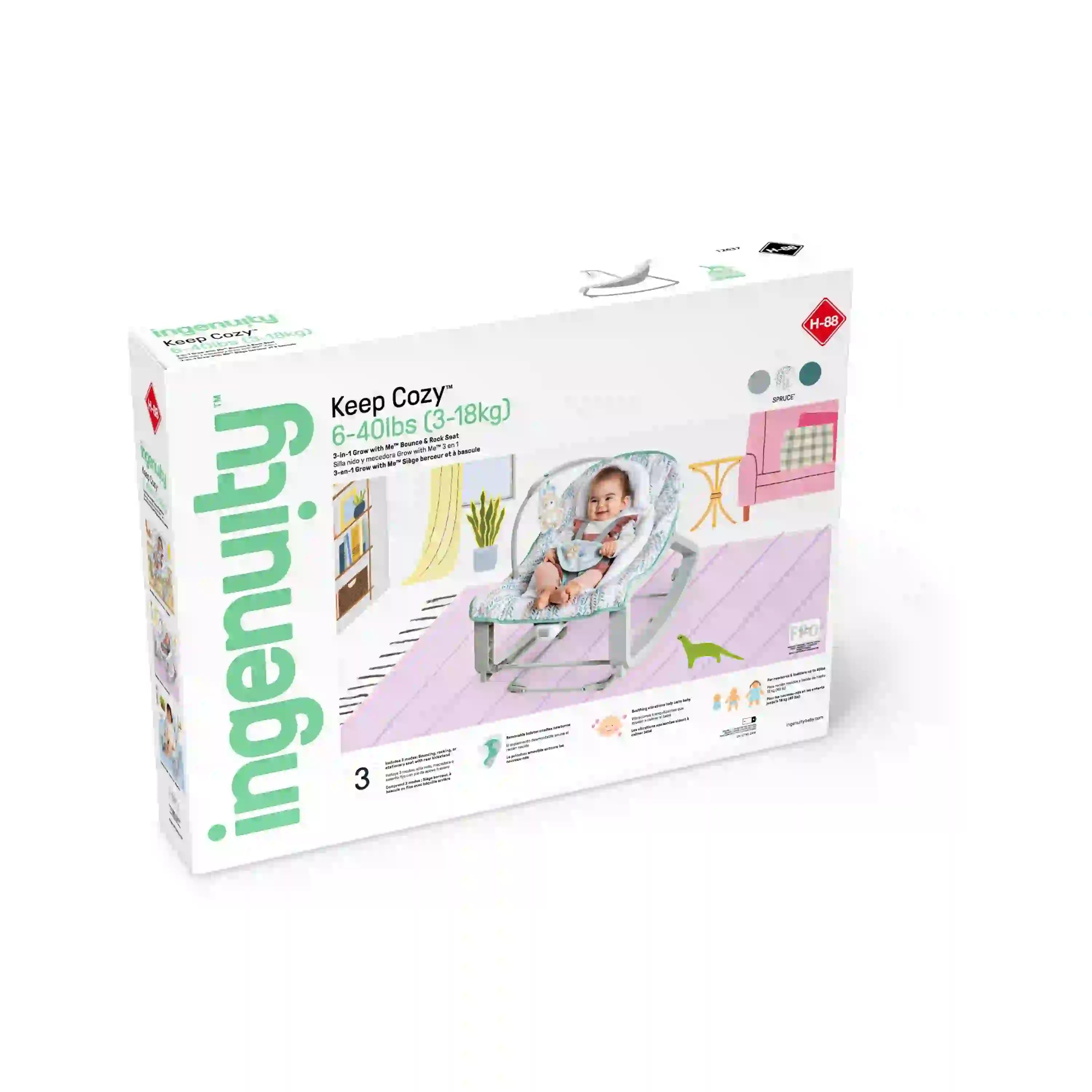 مقعد Ingenuity Keep Cozy 3 في 1 Grow with Me Bounce & Rock - شجرة التنوب مقعد Ingenuity Keep Cozy 3 في 1 Grow with Me Bounce & Rock - شجرة التنوب