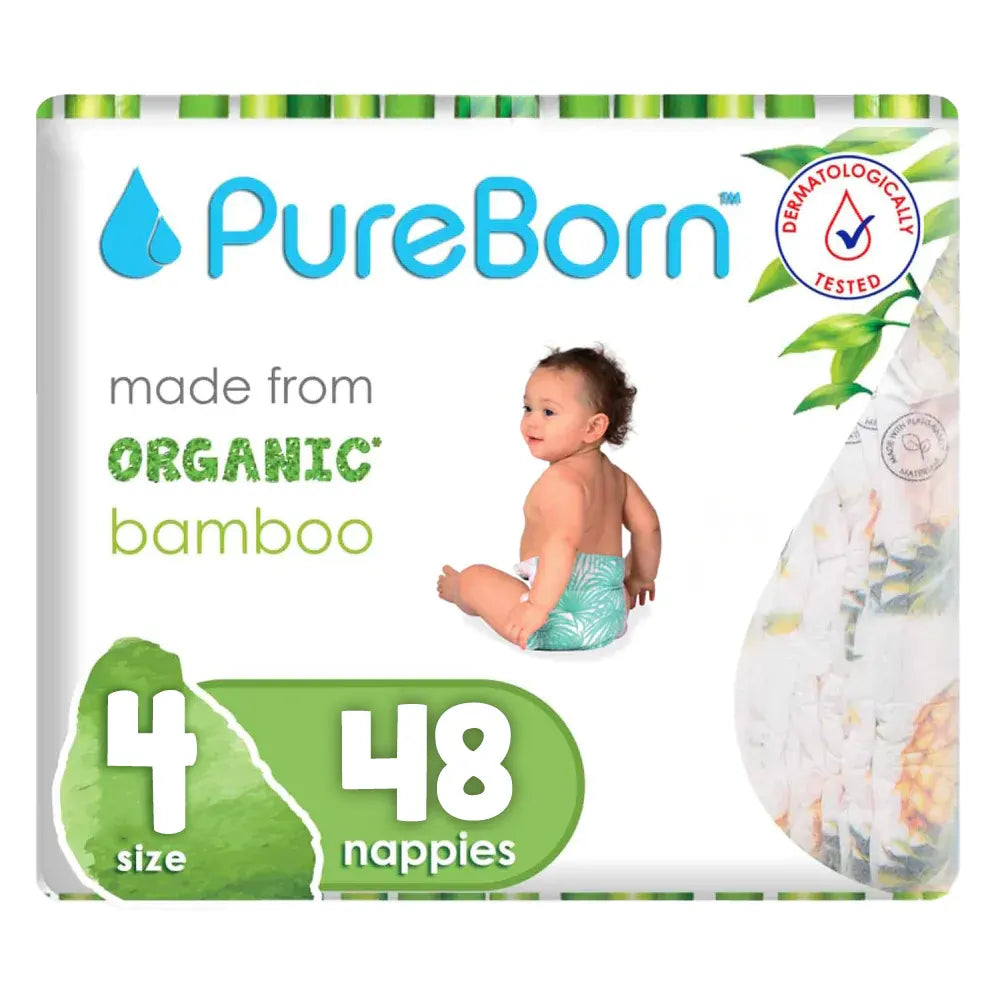 Pure Born Organic Bamboo Diapers Size 4 - (Pack of 48)