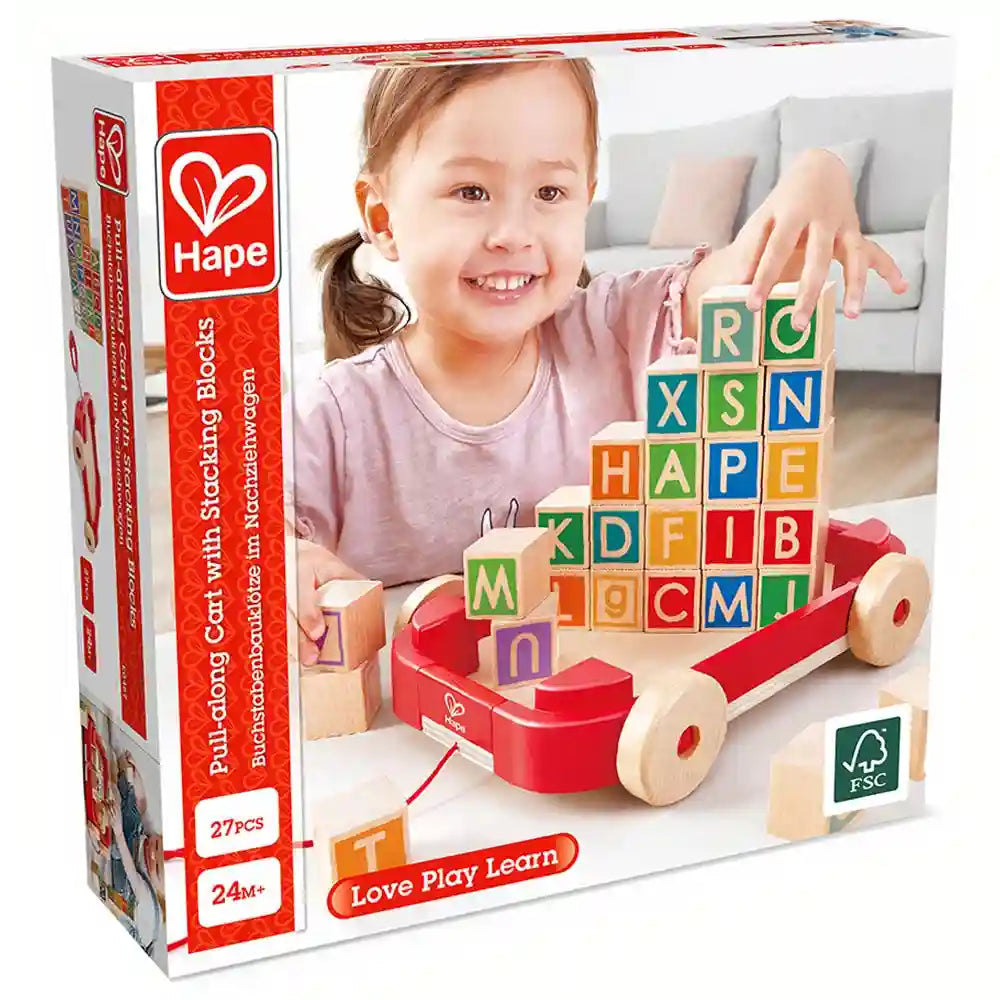 Hape Pull-along Cart with Stacking Blocks Hape Pull-along Cart with Stacking Blocks
