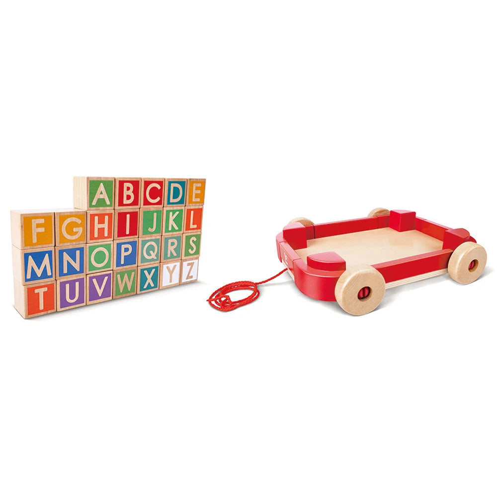 Hape Pull-along Cart with Stacking Blocks Hape Pull-along Cart with Stacking Blocks