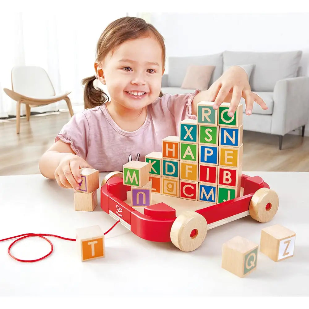 Hape Pull-along Cart with Stacking Blocks Hape Pull-along Cart with Stacking Blocks