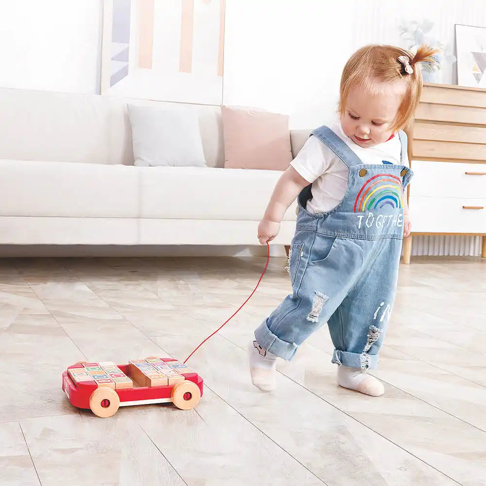 Hape Pull-along Cart with Stacking Blocks Hape Pull-along Cart with Stacking Blocks