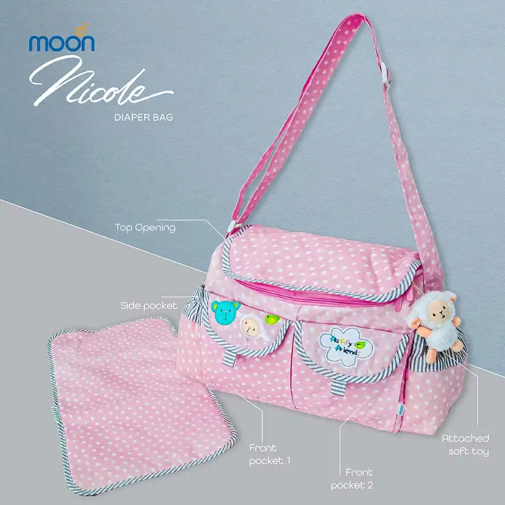 Moon - Nicole Stylish Maternity/Diaper Bag (Pink)