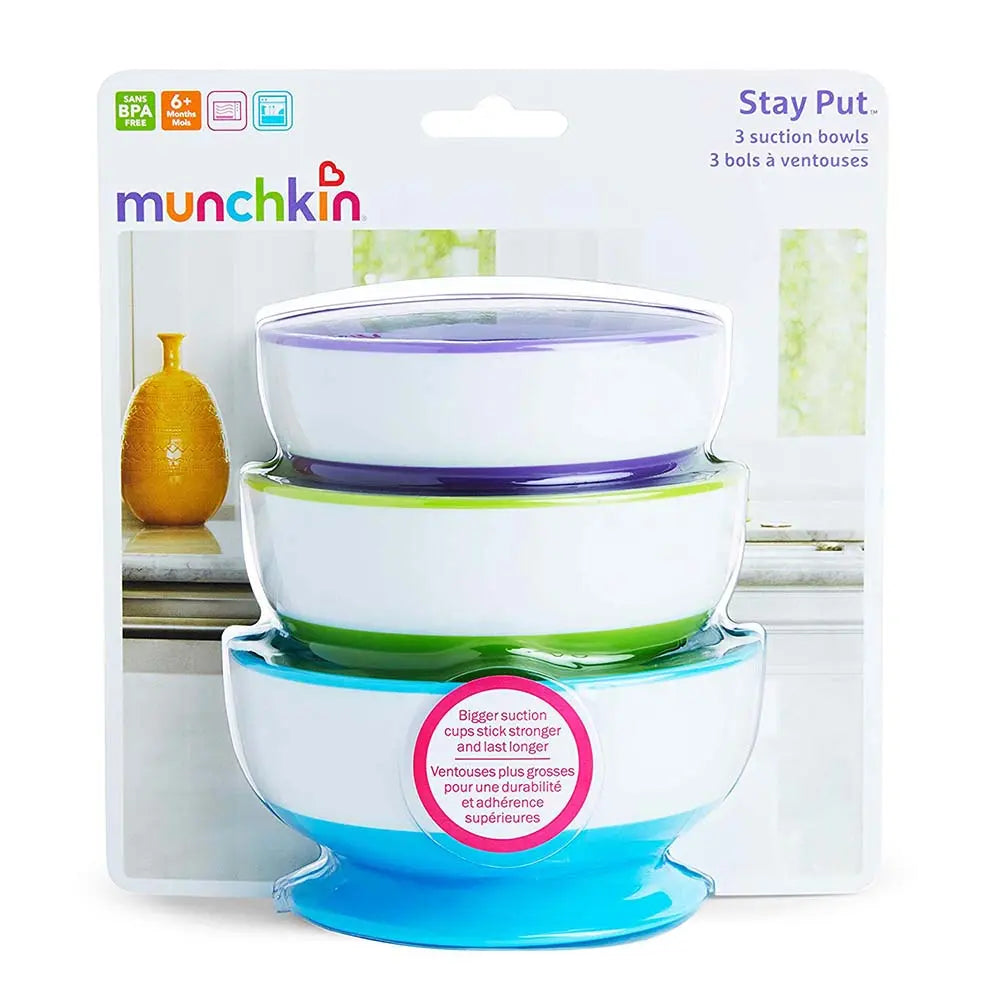 Munchkin - Stay Put Suction Bowls (Pack of 3)