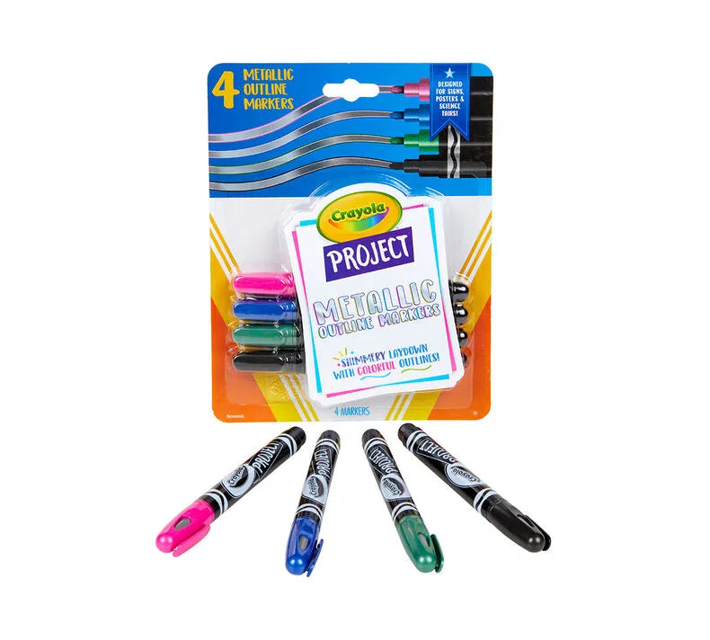أقلام تحديد معدنية من مجموعة Crayola Project، عبوة من 4 قطع أقلام تحديد معدنية من مجموعة Crayola Project، عبوة من 4 قطع