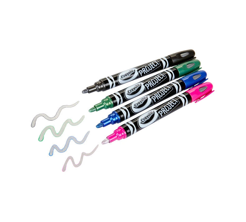 أقلام تحديد معدنية من مجموعة Crayola Project، عبوة من 4 قطع أقلام تحديد معدنية من مجموعة Crayola Project، عبوة من 4 قطع
