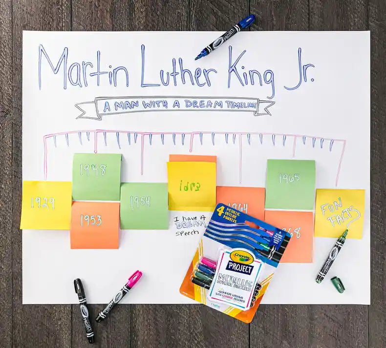 أقلام تحديد معدنية من مجموعة Crayola Project، عبوة من 4 قطع أقلام تحديد معدنية من مجموعة Crayola Project، عبوة من 4 قطع
