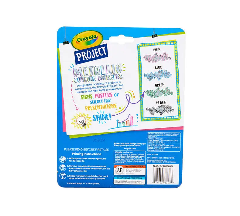 أقلام تحديد معدنية من مجموعة Crayola Project، عبوة من 4 قطع أقلام تحديد معدنية من مجموعة Crayola Project، عبوة من 4 قطع