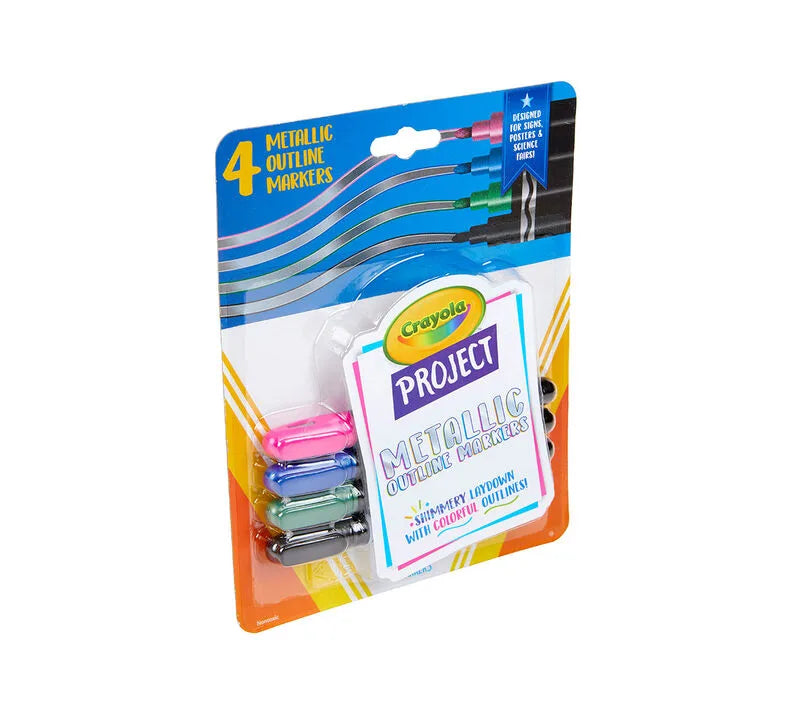 أقلام تحديد معدنية من مجموعة Crayola Project، عبوة من 4 قطع أقلام تحديد معدنية من مجموعة Crayola Project، عبوة من 4 قطع