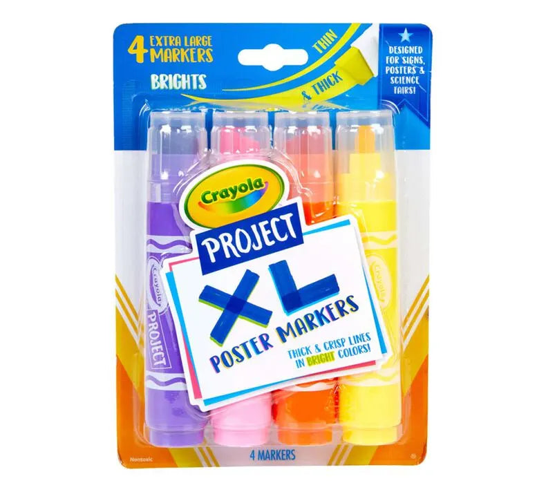 أقلام تلوين ملصقات كرايولا Project XL - ألوان زاهية، عبوة من 4 قطع أقلام تلوين ملصقات كرايولا Project XL - ألوان زاهية، عبوة من 4 قطع