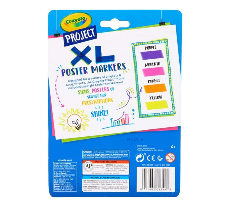 Crayola - Project XL Poster Markers - Brights, Pack of 4